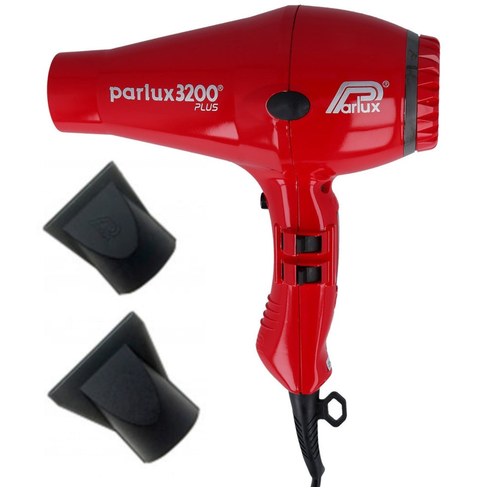 Parlux 3200 PLUS Hairdryer Red- Extra Powerful Airflow - Made in Italy