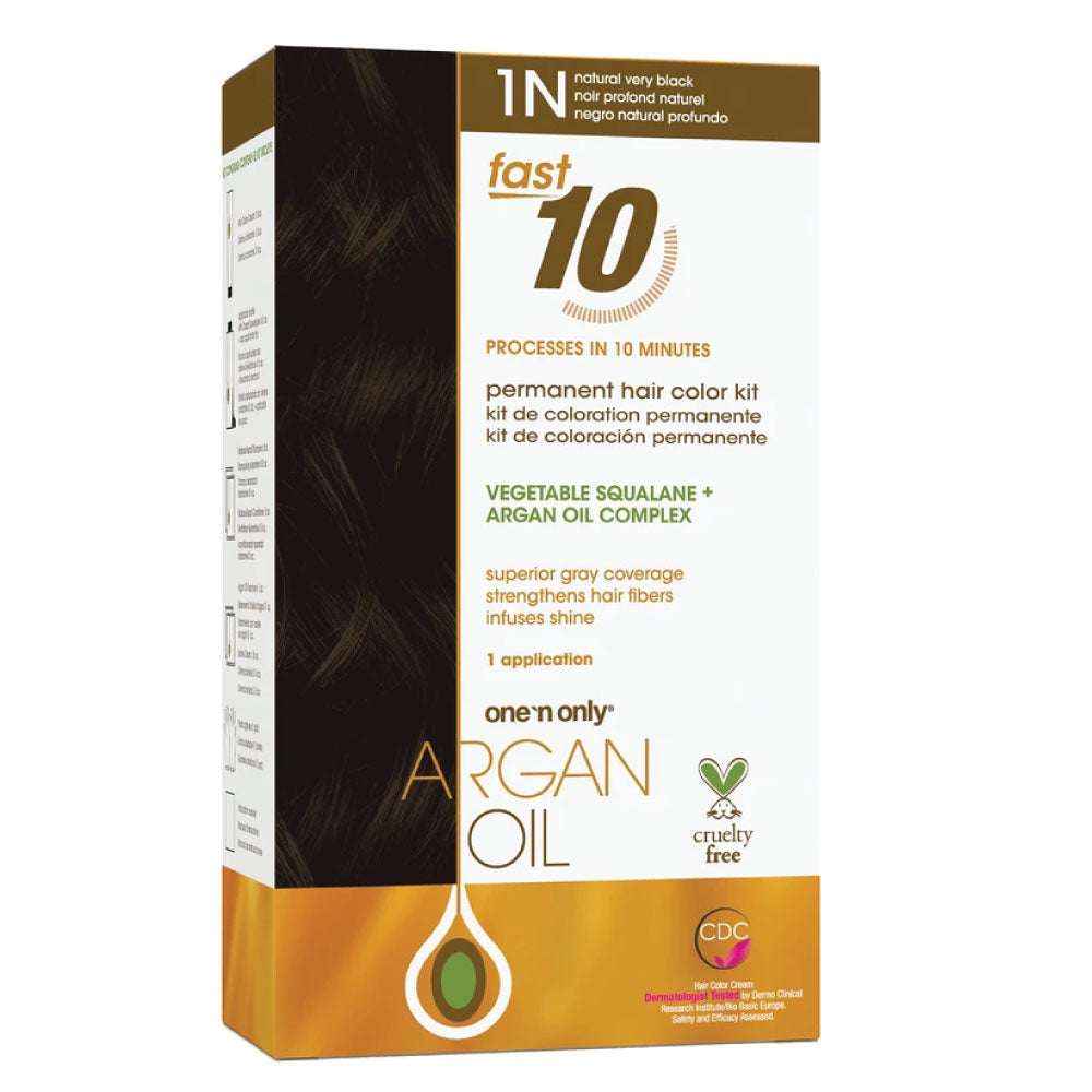 Sale One 'n Only Argan Oil Fast 10 Permanent Hair Color Kit 1N Natural Very Black 