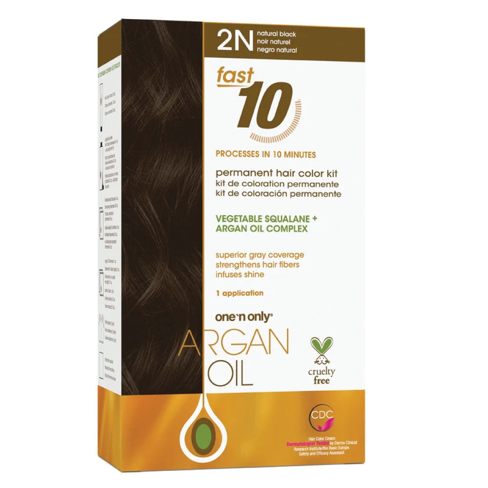 Sale One 'n Only Argan Oil Fast 10 Permanent Hair Color Kit 2N Natural Black 