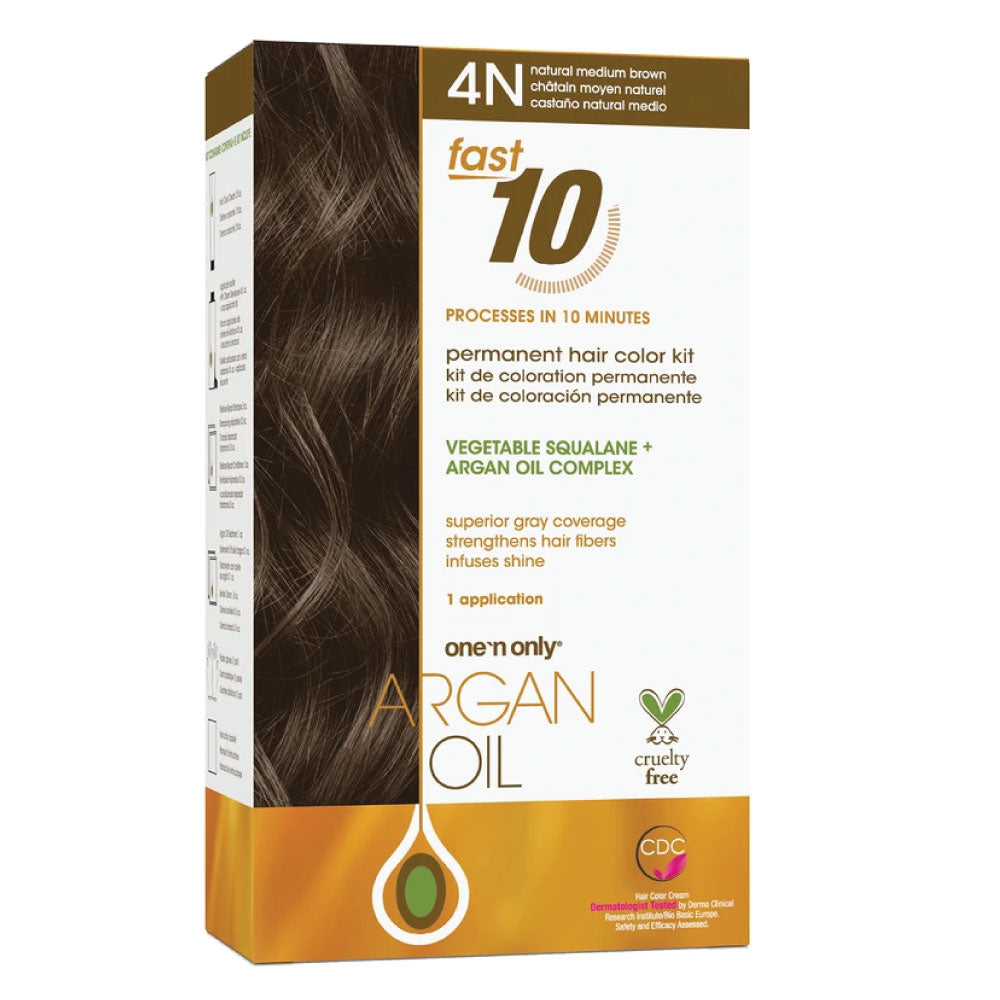Sale One 'n Only Argan Oil Fast 10 Permanent Hair Color Kit 4N Natural Medium Brown 
