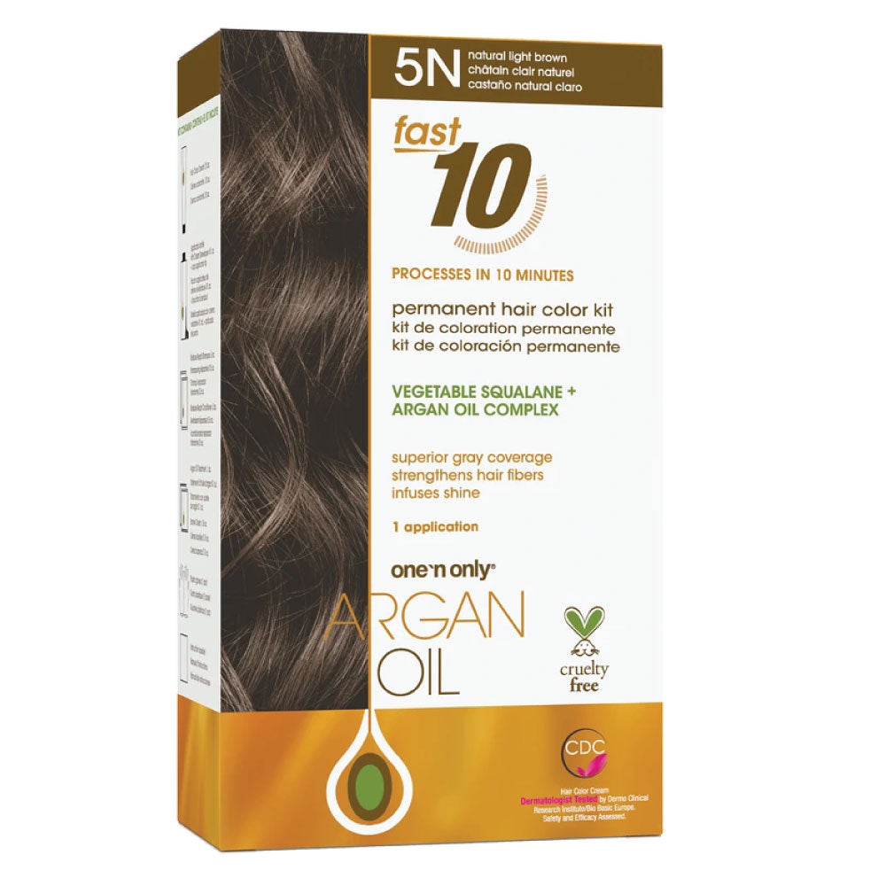 Sale One 'n Only Argan Oil Fast 10 Permanent Hair Color Kit 5N Natural Light Brown 