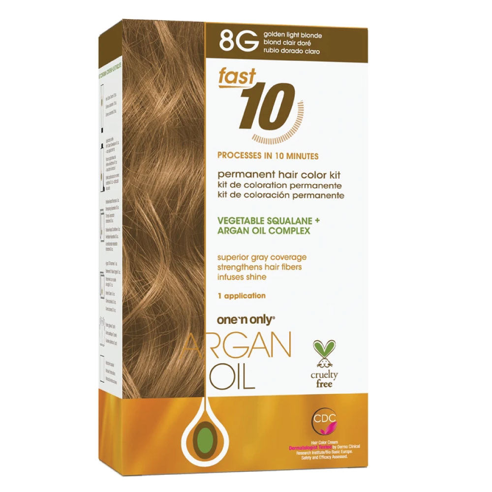 Sale One 'n Only Argan Oil Fast 10 Permanent Hair Color Kit 8G Golden Light Blonde 