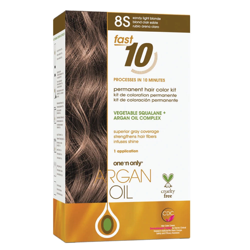 Sale One 'n Only Argan Oil Fast 10 Permanent Hair Color Kit 8S Sandy Light Blonde 