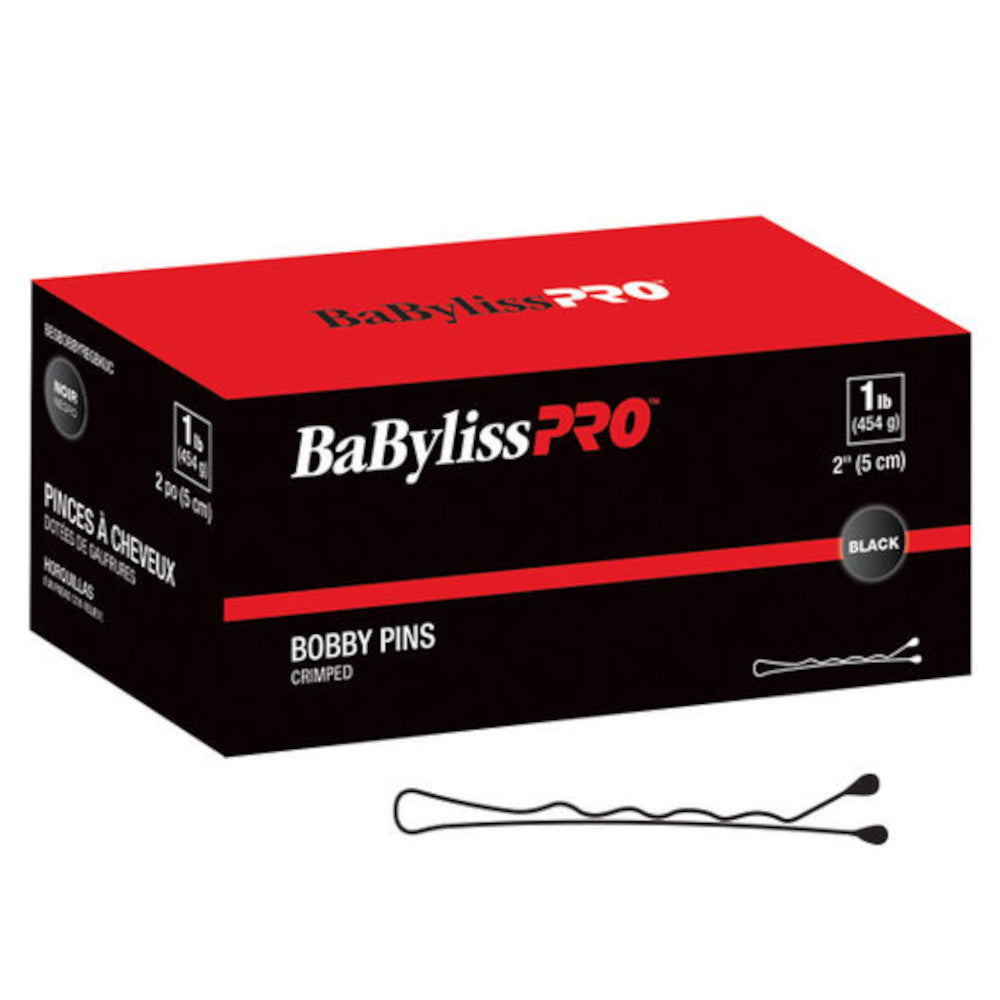BaBylissPRO 1 lb. box Bobby Pins - Black - 2" - Crimped - BESBOBBYREGBKUC