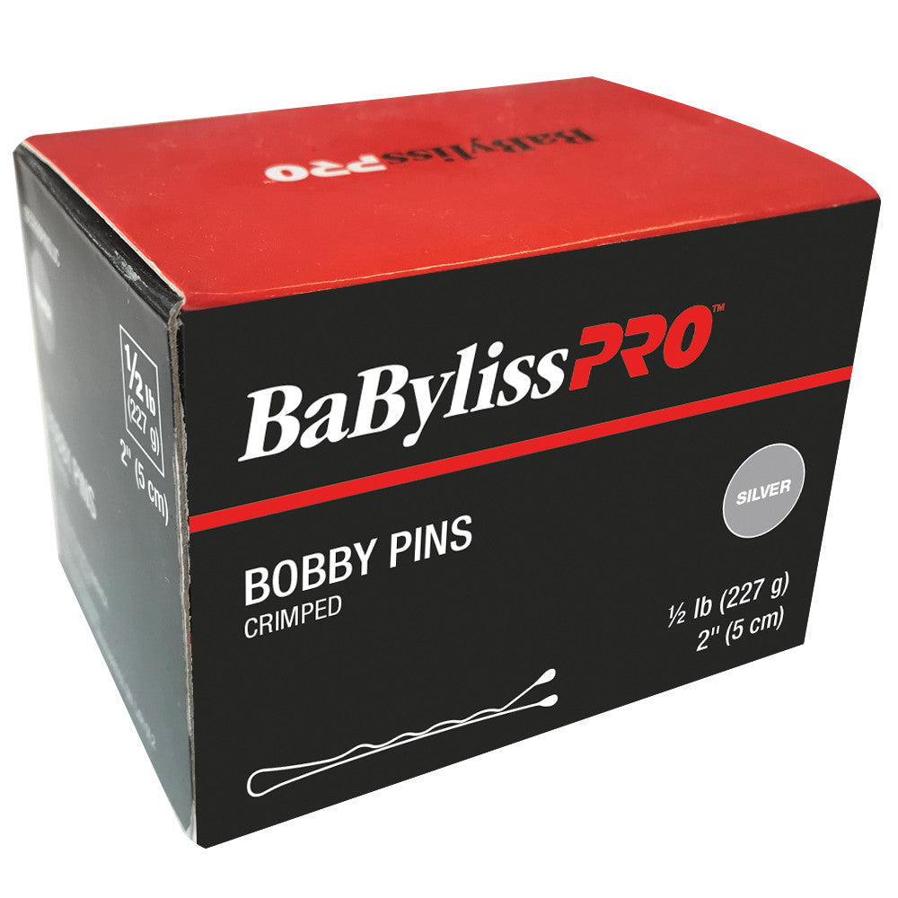 BaBylissPRO 1/2 lb. box Bobby Pins - Crimped - Silver- 2" - BESBOBPINSLUC