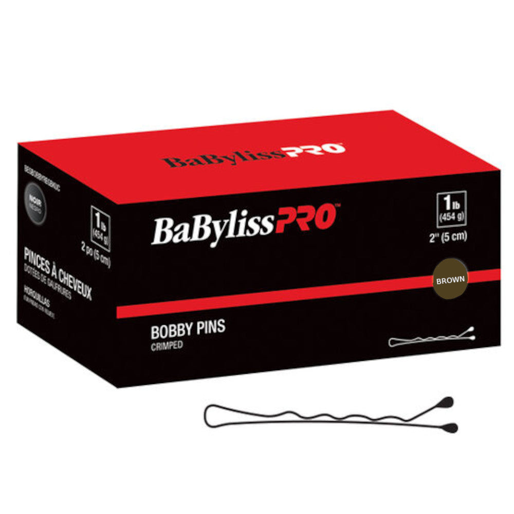 BaBylissPRO 1 lb. box Bobby Pins - Brown - 2" - Crimped - BESBOBREGBRUCC