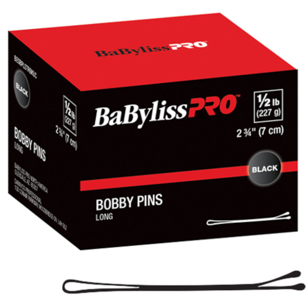 BaBylissPRO ½ lb. box Bobby Pins - Black - 2 ¾" - Long Straight - BESBPLSTRBKUC