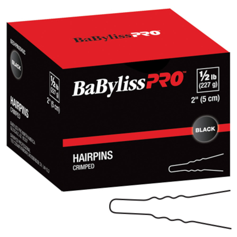 BaBylissPRO 1/2 lb. box Hairpins - Crimped - Black - 2" - BESHPIN2BKUCC
