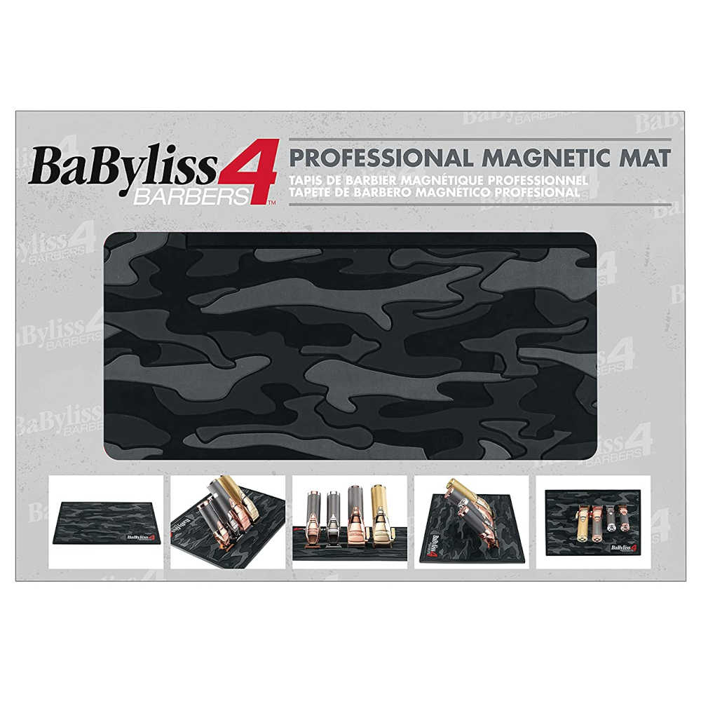 BaBylissPRO BARBERology Professional Magnetic Strip Barber Mat for Clippers, Trimmers and Barber Tools - Black Camo - BMAGMATB