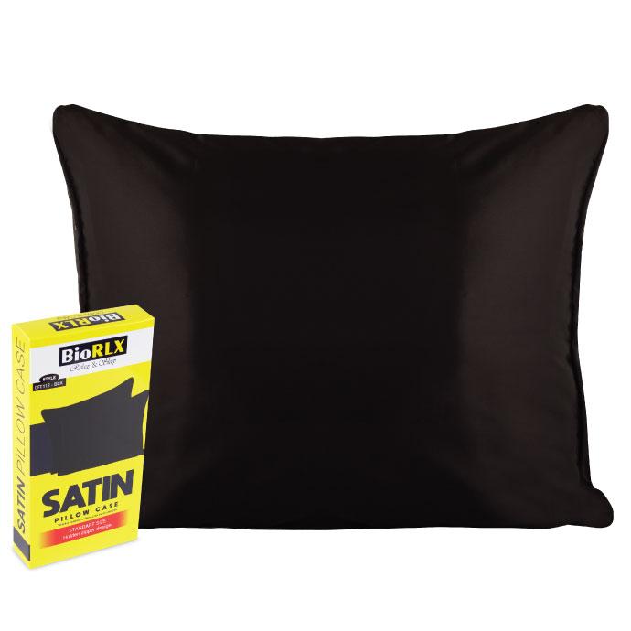 BioRLX Satin Pillow Case Black - 100% Polyester Satin