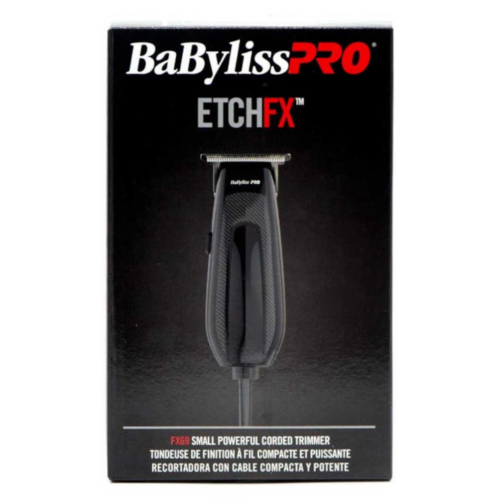 BaBylissPRO ETCHFX Lightweight Corded Hair & Beard Trimmer with 4 Snap-on Guide Comb Gurards - Small & Powerful - FX69Z