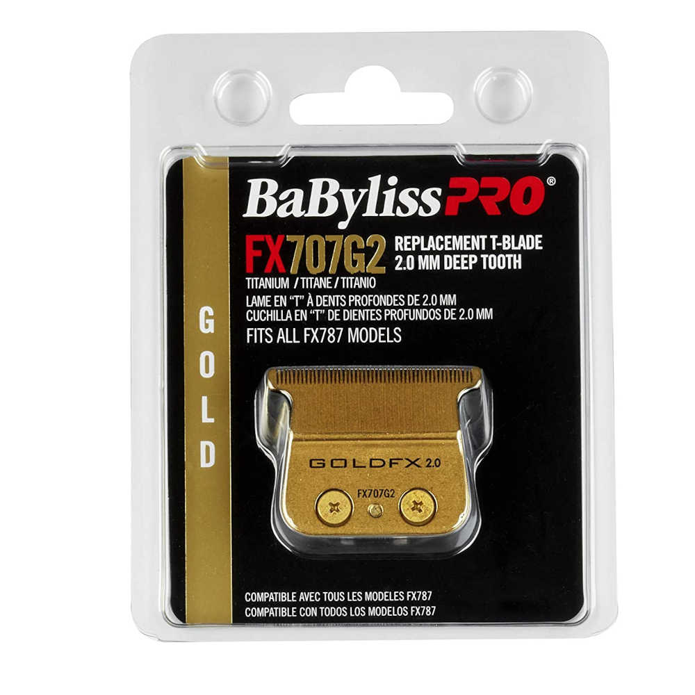 BaBylissPRO FX707G2 - Gold Skeleton Trimmer Replacement T-Blade - 2.0 mm Deep Tooth Titanium Coated - Fits All FX878 Models