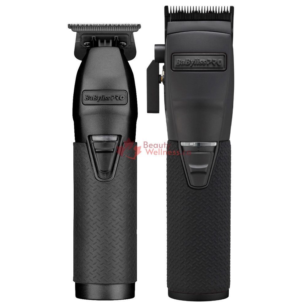Men's Grooming Kit BaBylissPRO Combo Matt Black Boost+ Hair Clipper and Beard Trimmer - FX870BP FX787BP-MB with DLC Blade - Rubber Grip - Improved Torque and Battery