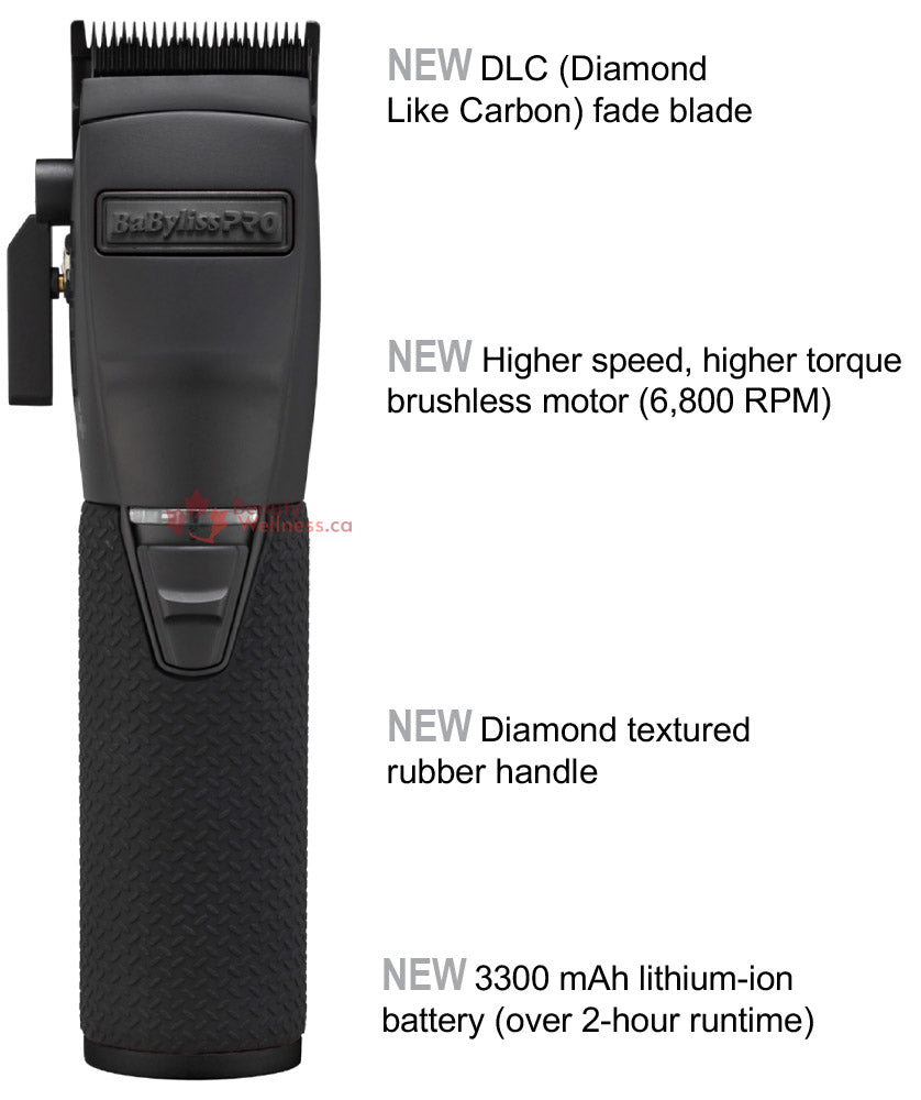 BaBylissPRO Combo Matt Black Boost+ Clipper and Trimmer - FX870BP-FX787BP-MB with DLC Blade - Rubber Grip - Improved Torque and Battery