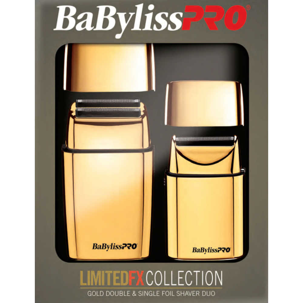 BaBylissPRO LimitedFX Collection Gold & Black Double & Single Foil Shaver Duo - FXFSHOLPK2GB (FXFS2GB & FXFS1GB)