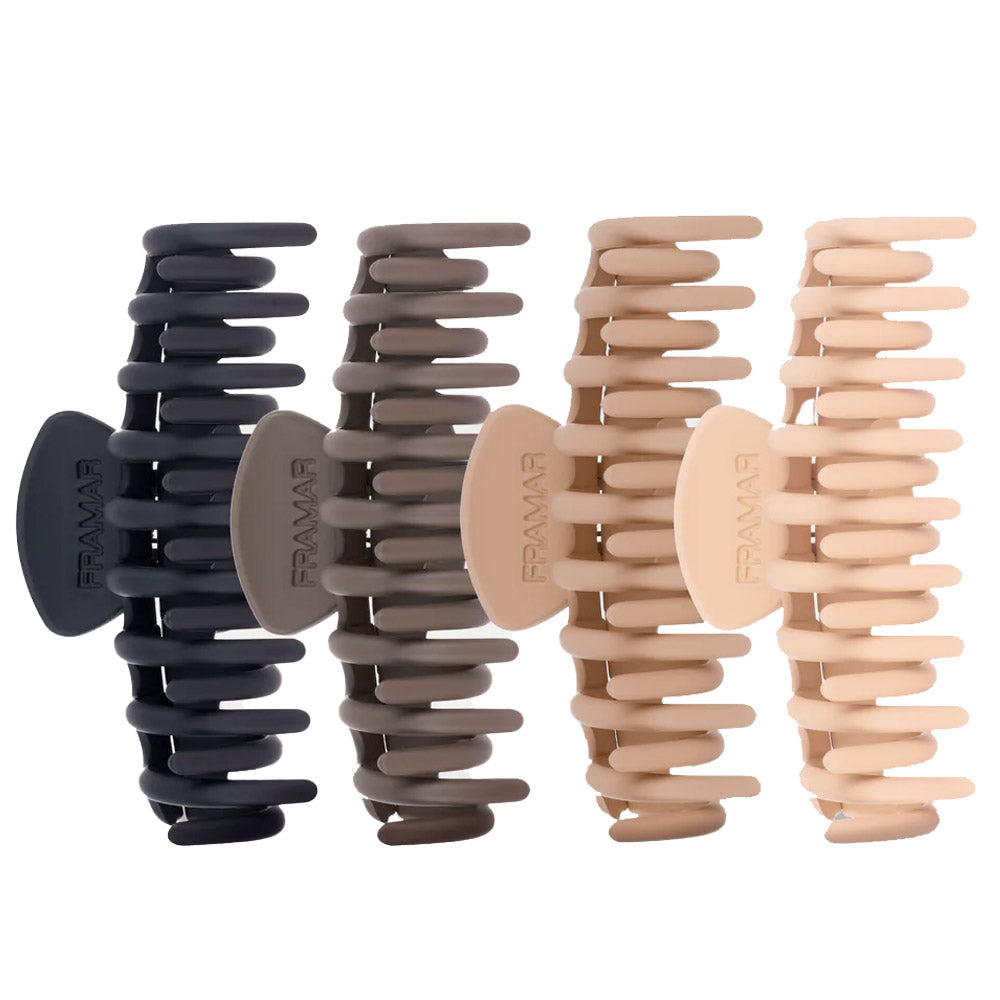 Framar Claw Hair Clips - Neutral - 4 Pack - Rubberized Matte Finish