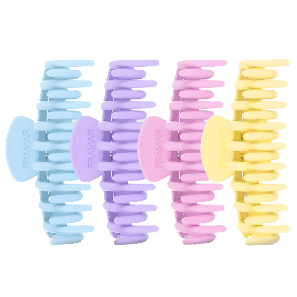 Framar Claw Hair Clips - Pastels - 4 Pack - Rubberized Matte Finish