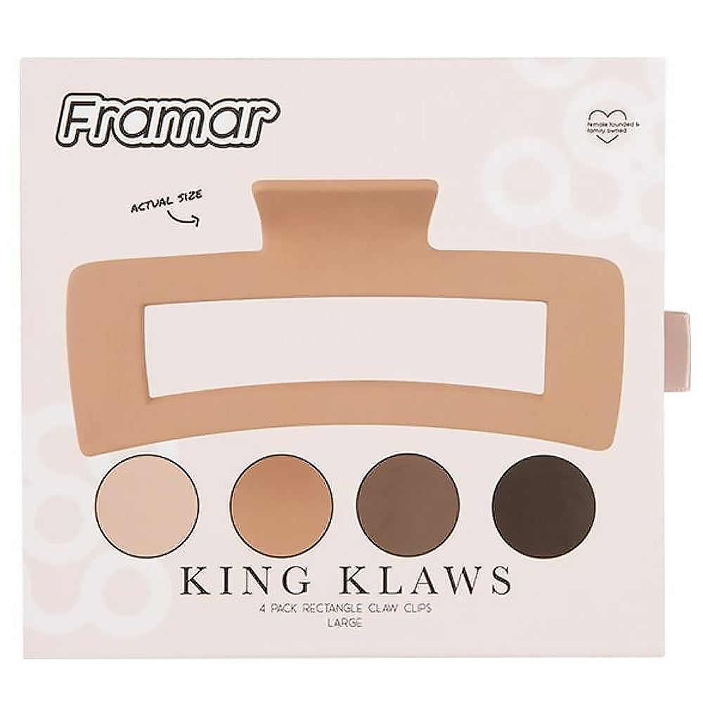 Framar King Claw Hair Clips - Neutral - 4 Pack - Rubberized Matte Finish