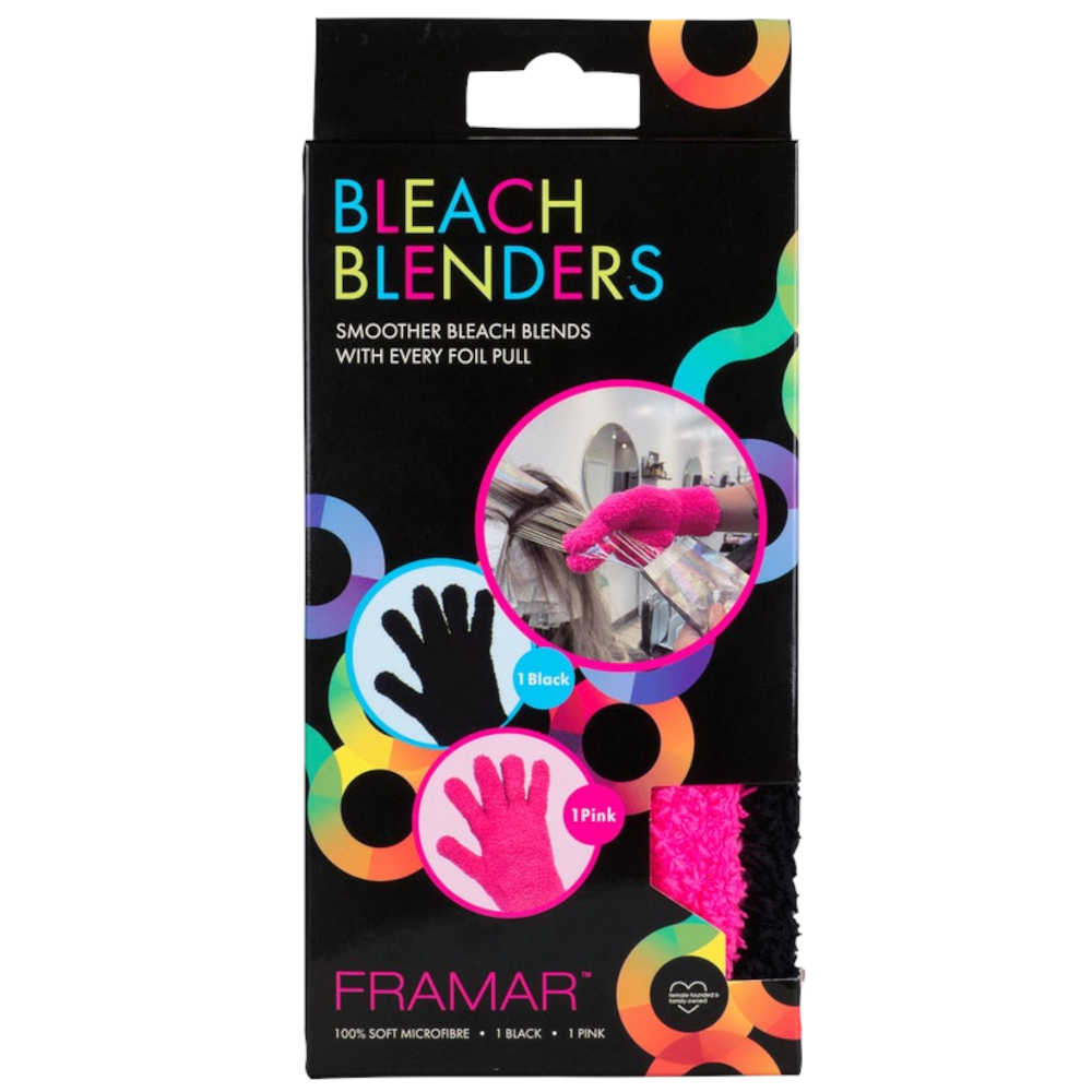 Framar Bleach Blender Gloves - Pack of 2 Microfibre Gloves (Black and Pink) - GLV-BB-2PK