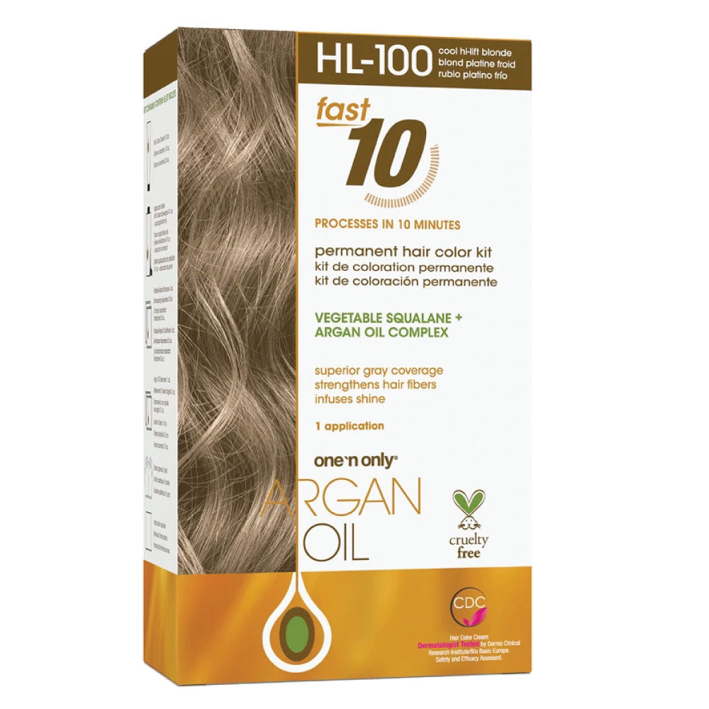 Sale One 'n Only Argan Oil Fast 10 Permanent Hair Color Kit HL-100 Cool Hi-Lift Blonde
