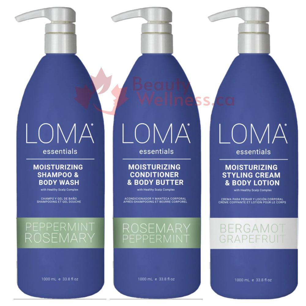 Loma Essentials System Litre Combo - Cleanse, Invigorate & Nourish your Scalp, Hair & Skin