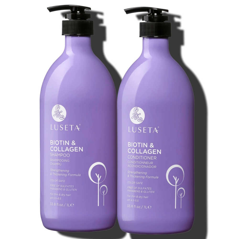 Luseta Biotin & Collagen Shampoo & Conditioner Set - 1 L - For Thin & Dry Hair