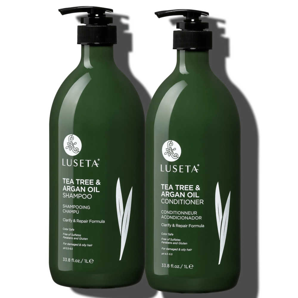 Luseta Tea Tree & Argan Oil Shampoo & Conditioner Set - 1 L - For Damaged & Oily Hair