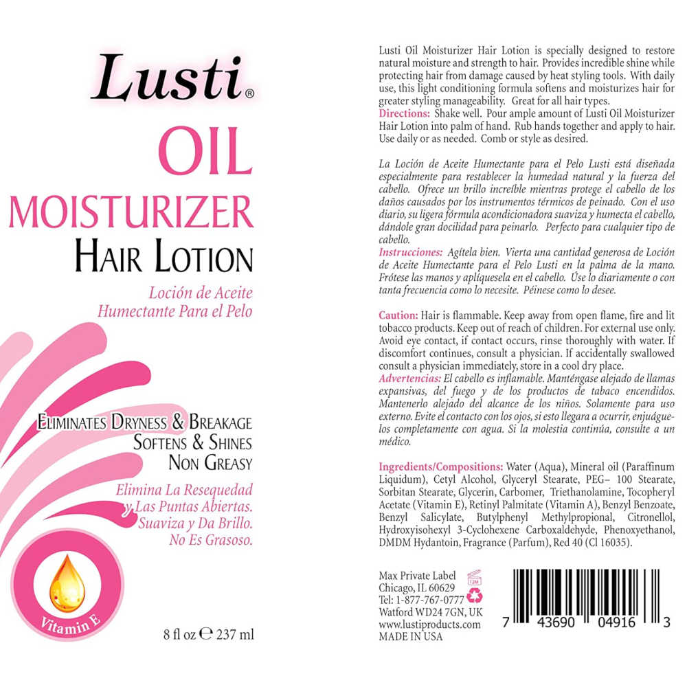 Lusti Oil Moisturizer Hair Lotion 237 mL - For Softness & Shine