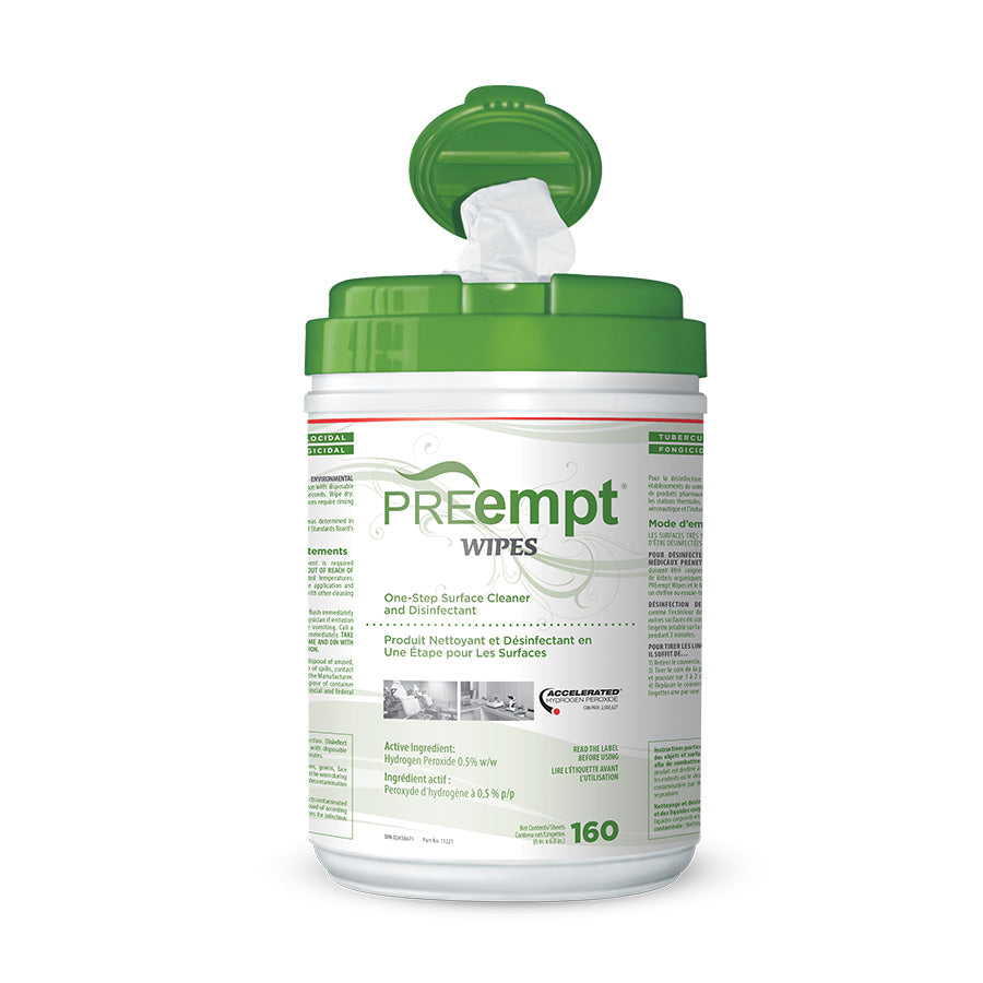 PREempt One Step Surface Cleaner and Disinfectant Wipes - 160 Sheets