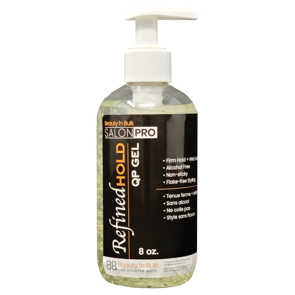 Salon Pro Refined Hold QP Gel - 8 oz. 250 mL - Hair Styling Gel - Wet Look and No Flakes