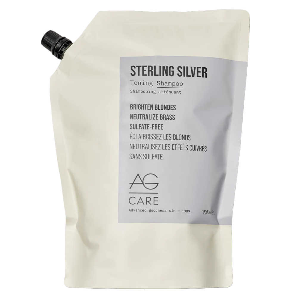 AG Sterling Silver Toning Shampoo 1 L - For Brightening Blondes & Eliminating Brass