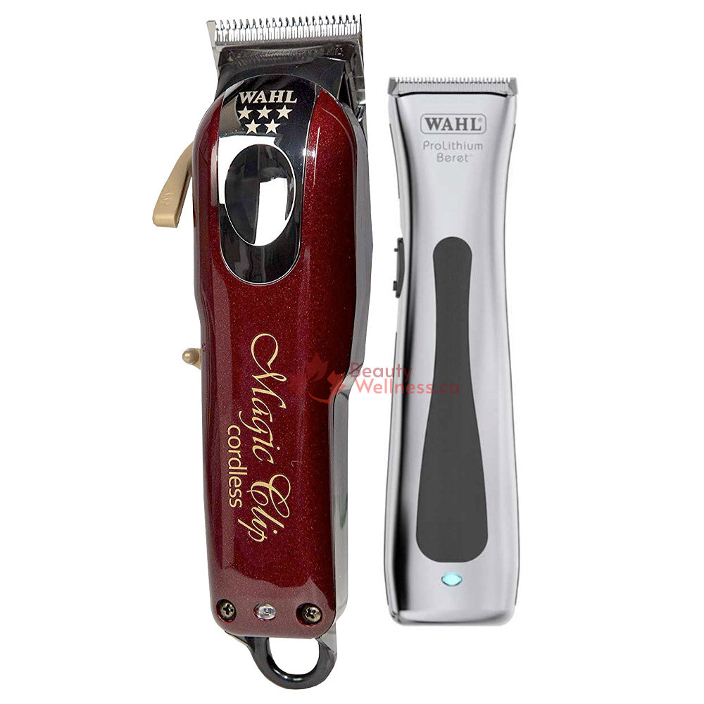 Wahl Clippers Combo 5 Star Magic Clip Hair Clippers and Lithium Beret Beard  Trimmer - Both operate with or without cord - 56390 and 56308