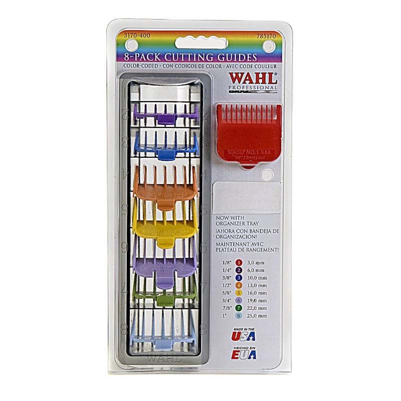 Wahl Hair Clipper Guide Set - Color Coded 8 Pack Set with Organizer