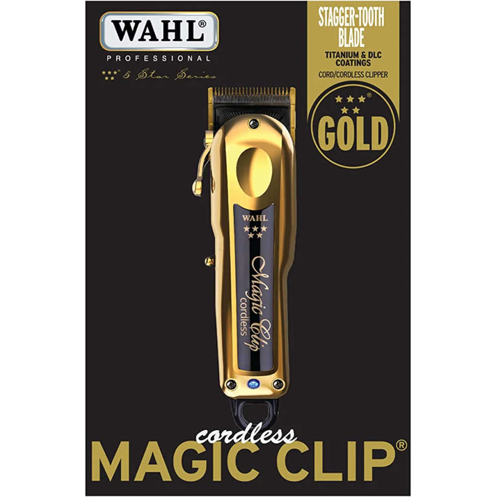 Wahl 5 Star Magic Clip Gold - Professional Cordless/Corded Clipper - 56445 - Includes Charging Stand & Premium Cutting Guides