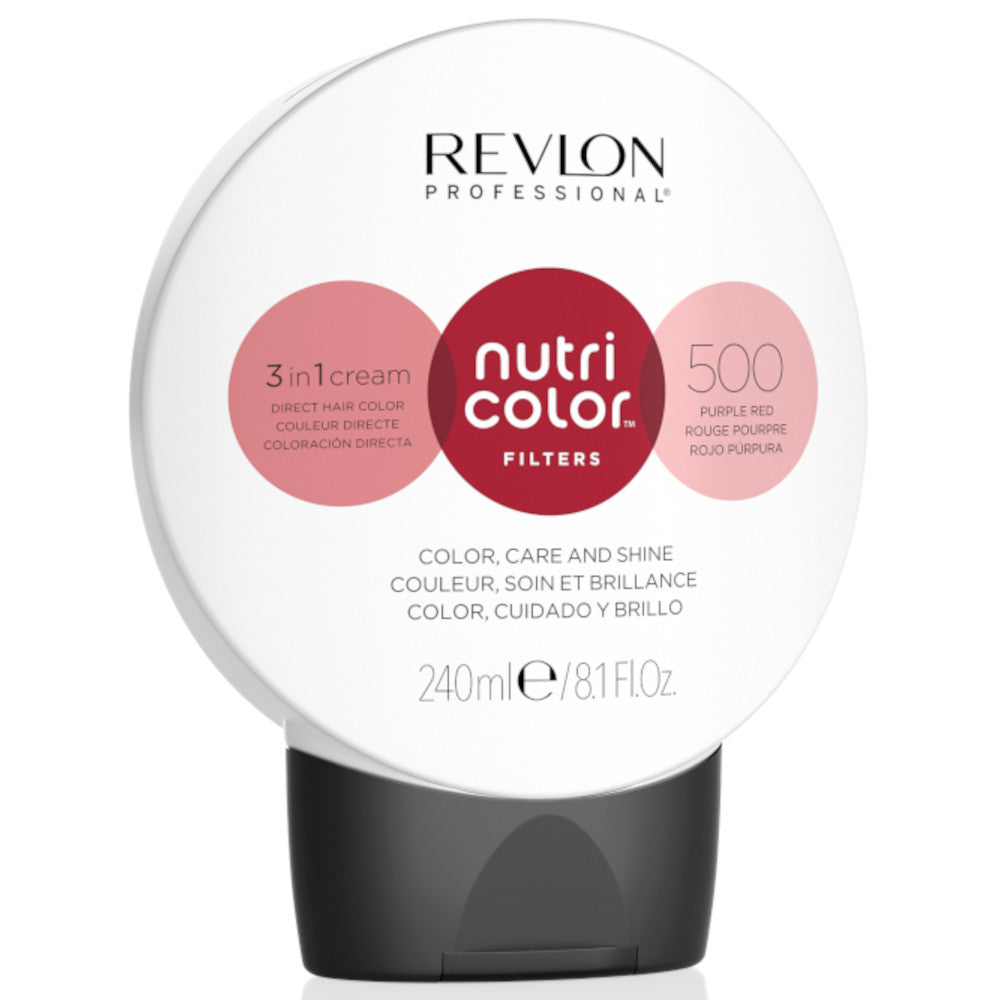 Revlon Professional Nutri Color Filters - 500 Purple Red - 3 in 1 Cream Direct Hair Color, Care and Shine - 240 mL