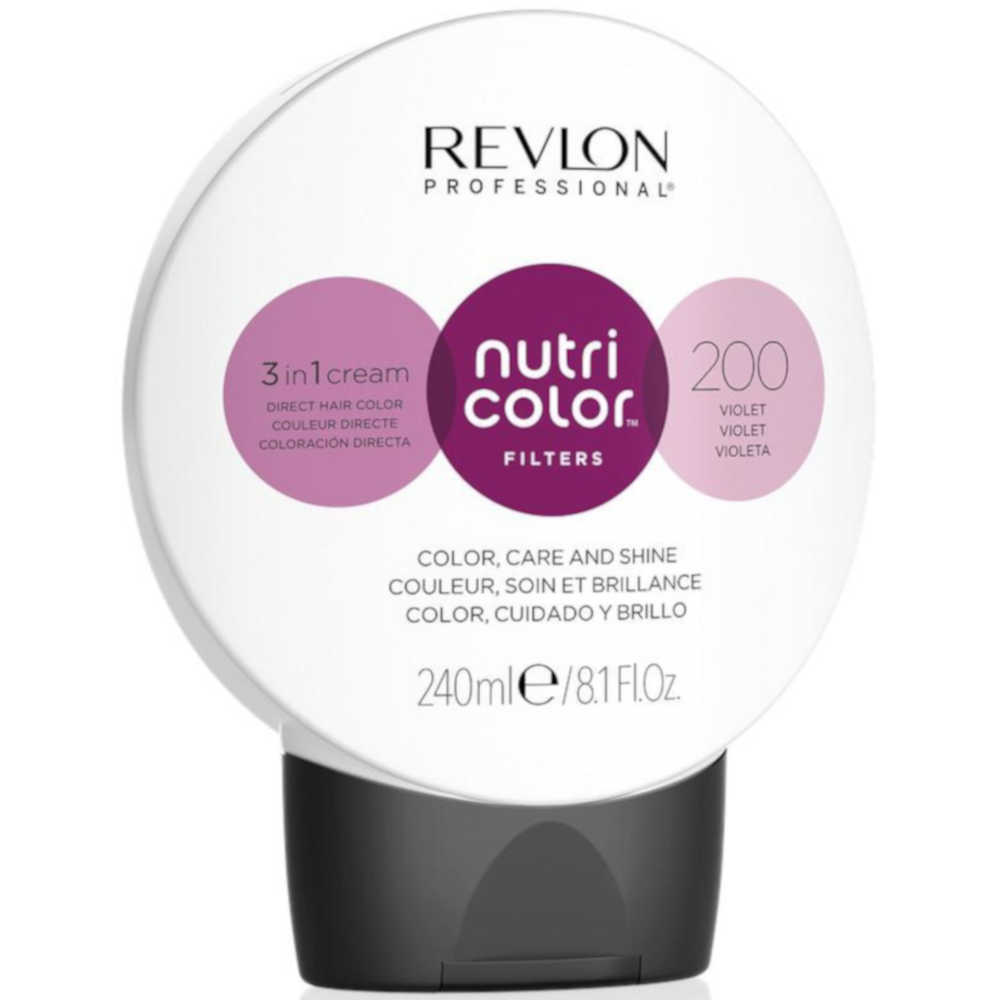 Revlon Professional Nutri Color Filters - 200 Violet - 3 in 1 Cream Direct Hair Color, Care and Shine - 240 mL