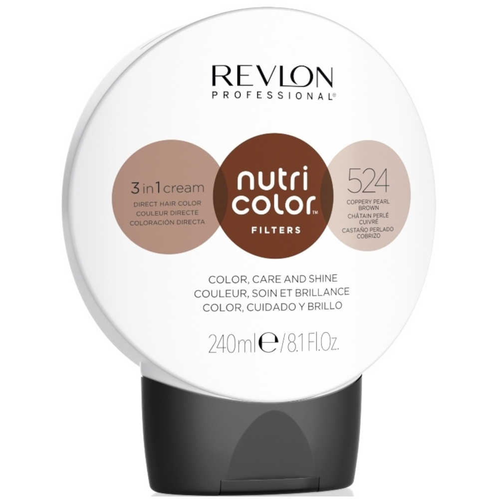 Revlon Professional Nutri Color Filters - 524 Coppery Pearl Brown - 3 in 1 Cream Direct Hair Color, Care and Shine - 240 mL