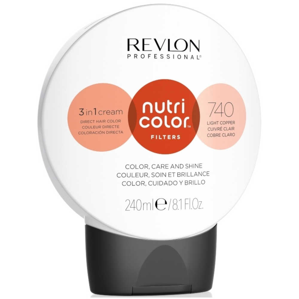 Revlon Professional Nutri Color Filters - 740 Light Copper - 3 in 1 Cream Direct Hair Color, Care and Shine - 240 mL