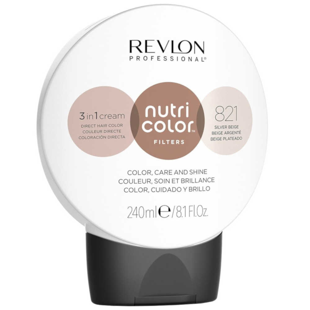 Revlon Professional Nutri Color Filters - 821 Silver Beige - 3 in 1 Cream Direct Hair Color, Care and Shine - 240 mL