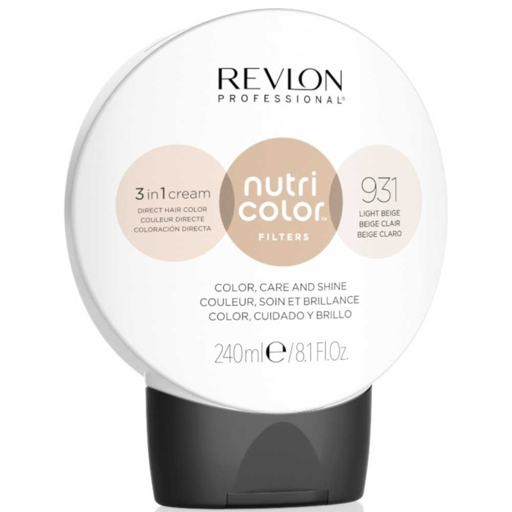 Revlon Professional Nutri Color Filters - 931 Light Beige - 3 in 1 Cream Direct Hair Color, Care and Shine - 240 mL
