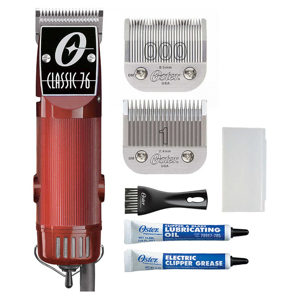 Oster Classic 76 Hair Clippers - 76076-010 - Universal Motor - Includes two detachable blades in sizes 000 and 1