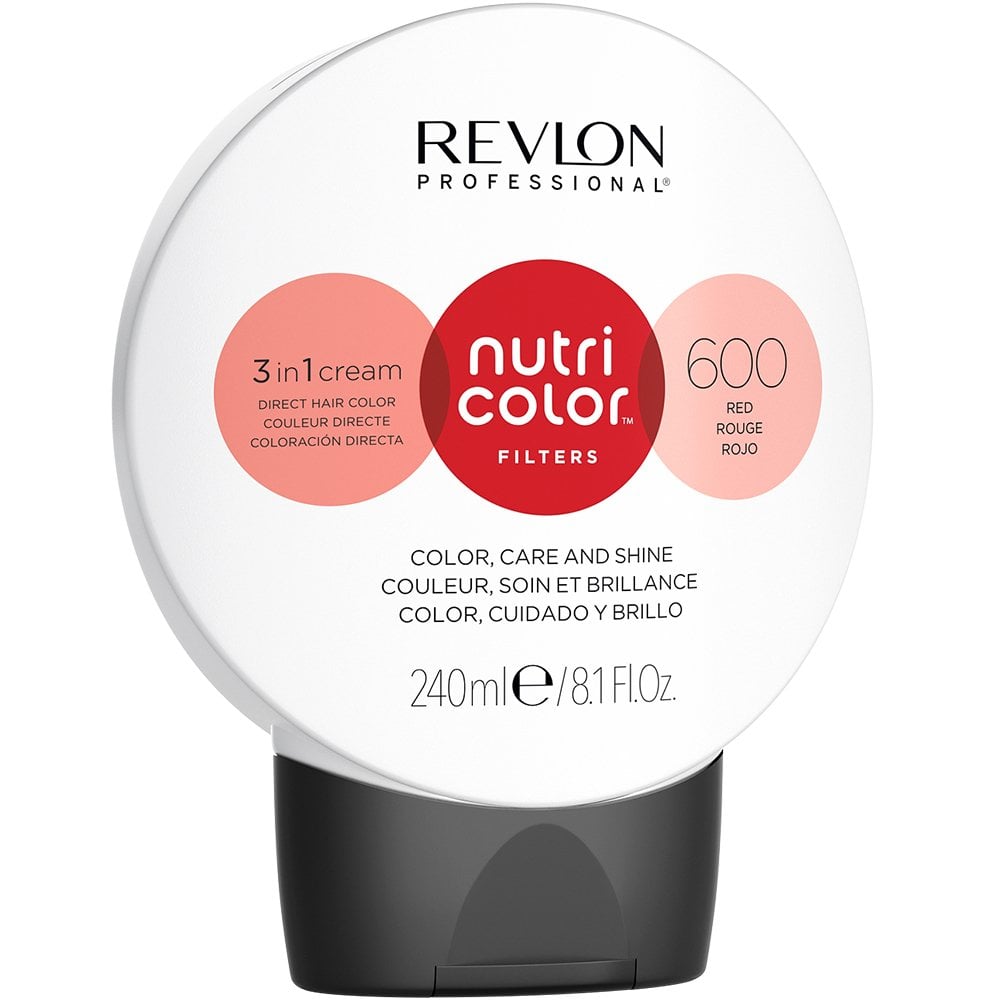 Revlon Professional Nutri Color Filters - 600 Red - 3 in 1 Cream Direct Hair Color, Care and Shine - 240 mL